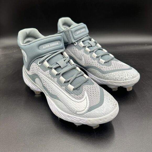 Nike Alpha Huarache Elite 4 Mid Grey Baseball Cleats DJ6520-012 Men's Size 7 - Picture 2 of 8